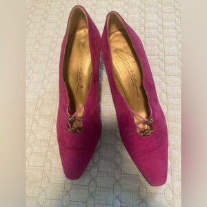 Vintage Y2K Fairy Career Work  Pink Suede Heels Design